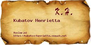 Kubatov Henrietta névjegykártya